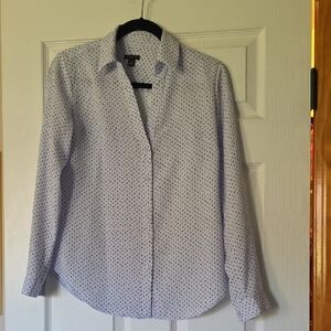 Ann Taylor White and Black Polka Dot Blouse